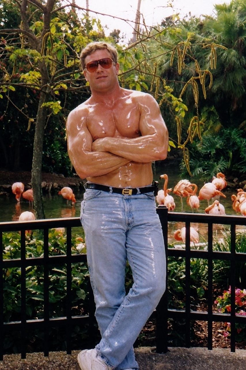 The $DBTS developer standing confidently among flamingos