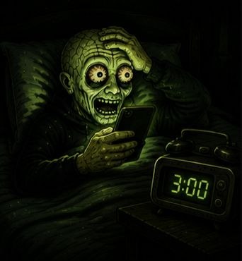 $DBTS mascot checking his phone at 3:00 AM in bed